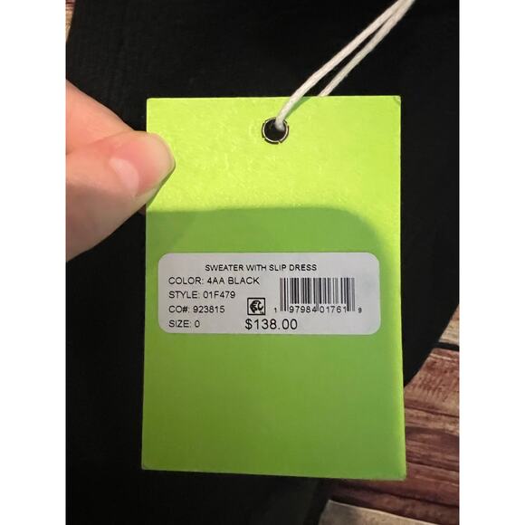 Sam Edelman Turtleneck Sweater with Slip Dress Midi Homecoming Prom Black Sz 0 - Picture 7 of 7